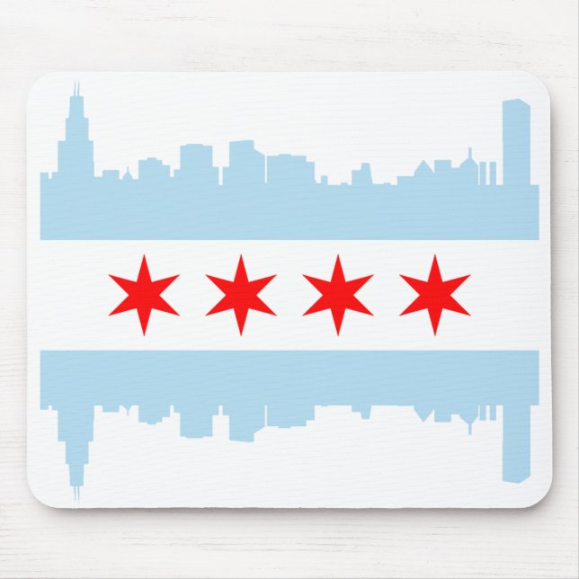 Mousepad Skyline da bandeira de Chicago (Frente)