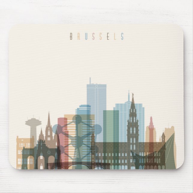Mousepad Skyline da cidade de Bruxelas, Bélgica | (Frente)