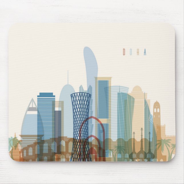 Mousepad Skyline da cidade de Doha, Qatar | (Frente)
