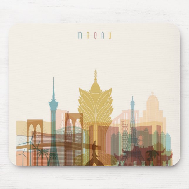 Mousepad Skyline da cidade de Macau, China | (Frente)