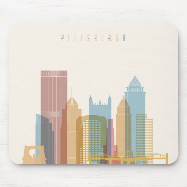 Mousepad Skyline da cidade de Pittsburgh, Pensilvânia | (Frente)