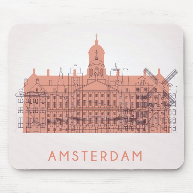 Mousepad Skyline de Amsterdão, Países Baixos | dos marcos (Frente)