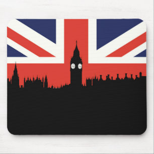 Mousepad Skyline   de Londres a bandeira britânica