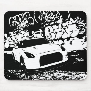 Mousepad Skyline de Nissan GTR com contexto dos grafites