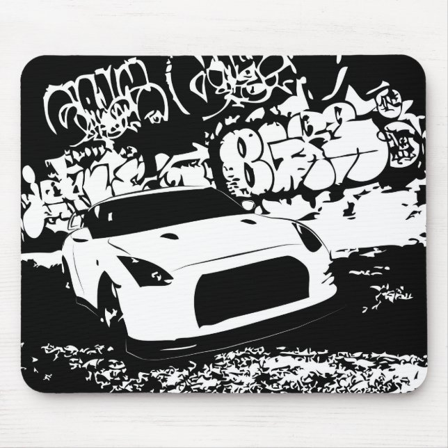 Mousepad Skyline de Nissan GTR com contexto dos grafites (Frente)