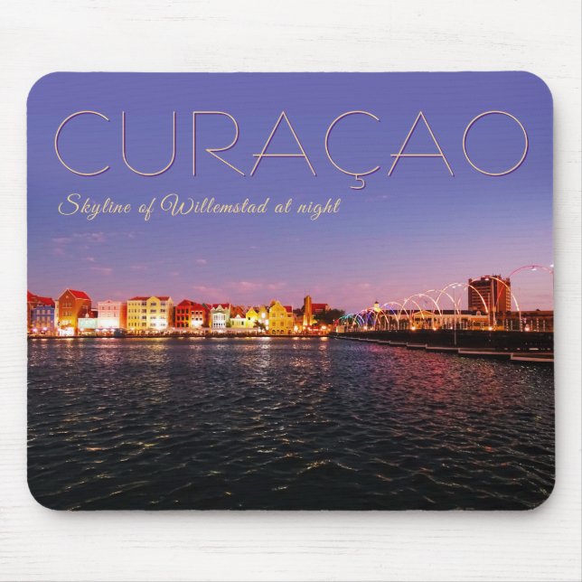 Mousepad Skyline de Willemstad à Noite (Frente)