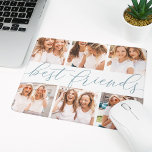 Mousepad Slate | Melhor Colagem de Fotos de Amigos<br><div class="desc">Comemore a amizade com seus laços com este legal painel de músicas com colagem de fotos,  com 6 fotos favoritas,  com "melhores amigos" no centro,  em enfumaçado,  letra azul-esverdeada com letras de caligrafia.</div>