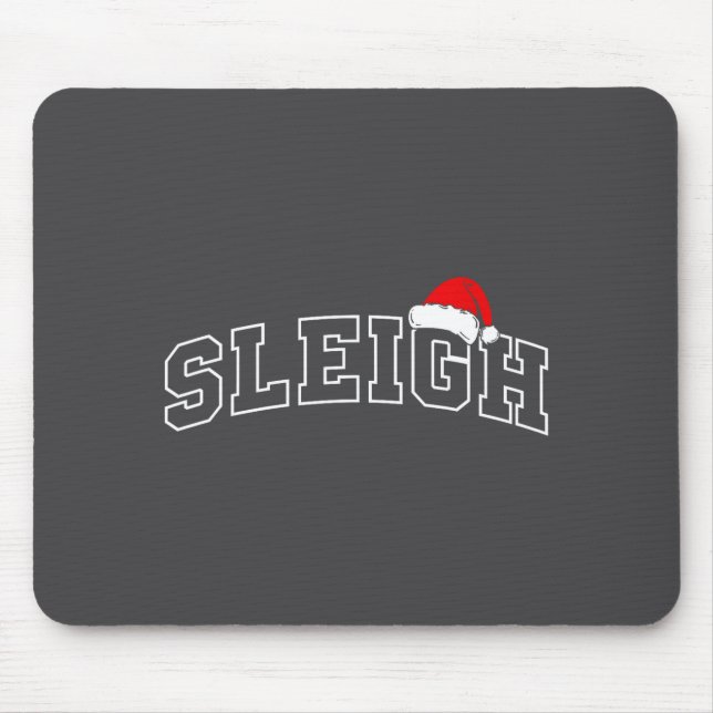 Mousepad Sleigh Christmas Varsity Minimal Text Santa Hat Fa (Frente)
