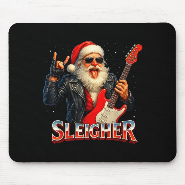 Mousepad Sleigher Rock Santa Funny Metal Christmas Design  (Frente)