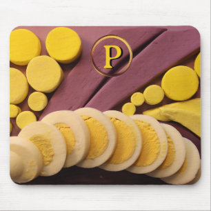 Mousepad Sliced Hard Boiled Egg Yellow Yolk Folk Art