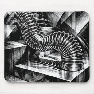 Mousepad Slinky Monocromático Descendo Degraus de Cromo