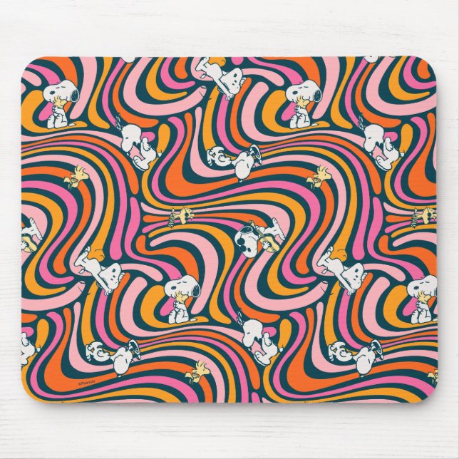 Mousepad Snoopy & Woodstock Groovy Vibes Púrpura Padrão (Frente)