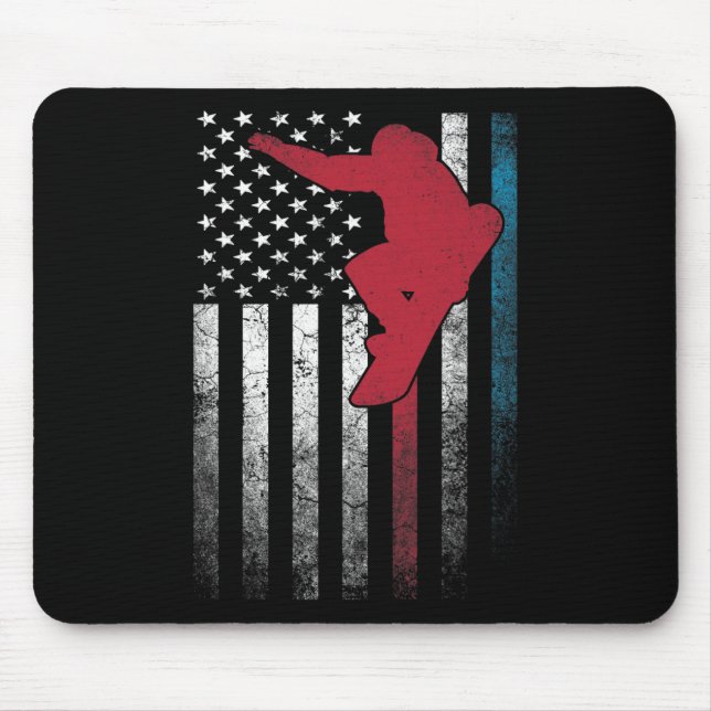 Mousepad Snowboard 4 de julho Bandeira Americana U (Frente)