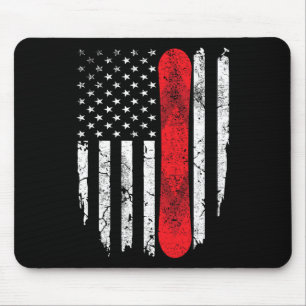 Mousepad Snowboard American Flag Patriótico Winter Sports S