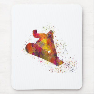Mousepad snowboard em aquarela