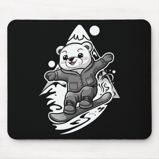 Mousepad Snowboard Polar Bear Mountain Snowboa (Frente)