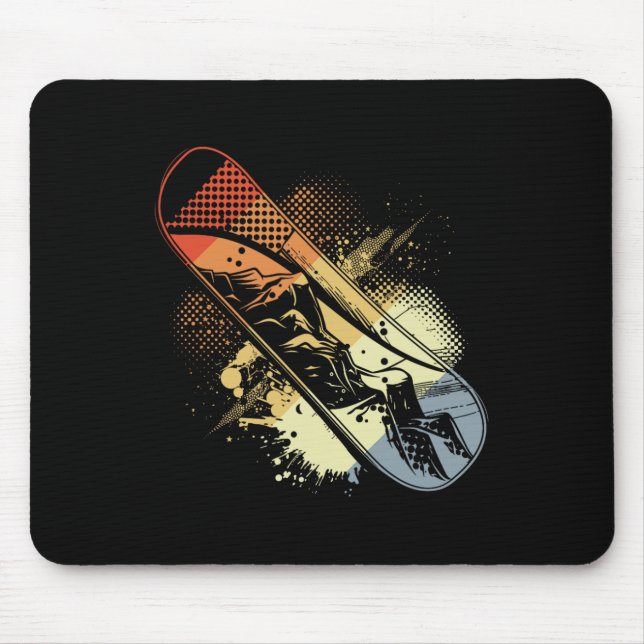 Mousepad Snowboard Sketch Vintage - Olhar para Baixo Alpino (Frente)