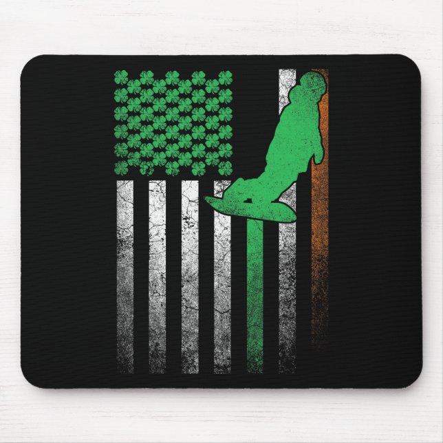 Mousepad Snowboard Ski Ski Irish American Flag Rua Patrick. (Frente)