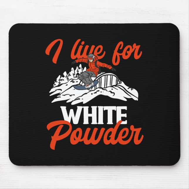Mousepad Snowboard Snowboard Outfit Eu Vivo Para White Pow (Frente)