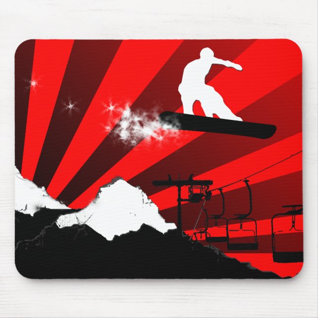 Mousepad snowboard. vermelho (Frente)