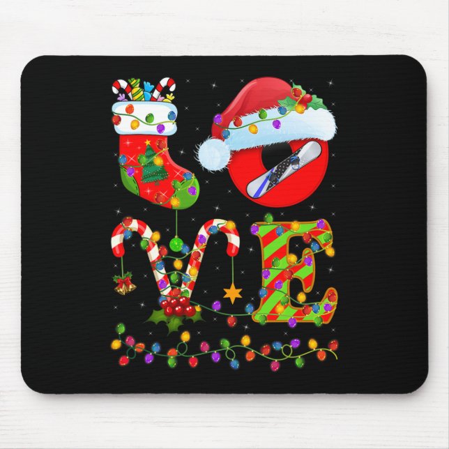 Mousepad Snowboard Xmas Lighting Papai noel Love (Frente)