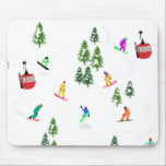 Mousepad Snowboarder Moderno<br><div class="desc">Aprés Snowboard servindo bandeja de madeira</div>