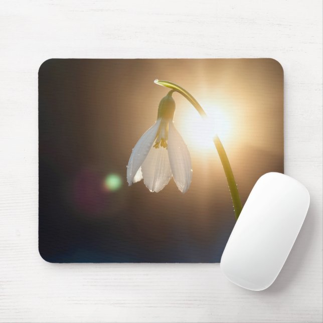 Mousepad Snowdrop with Dewdrops in Sunlight (Com mouse)