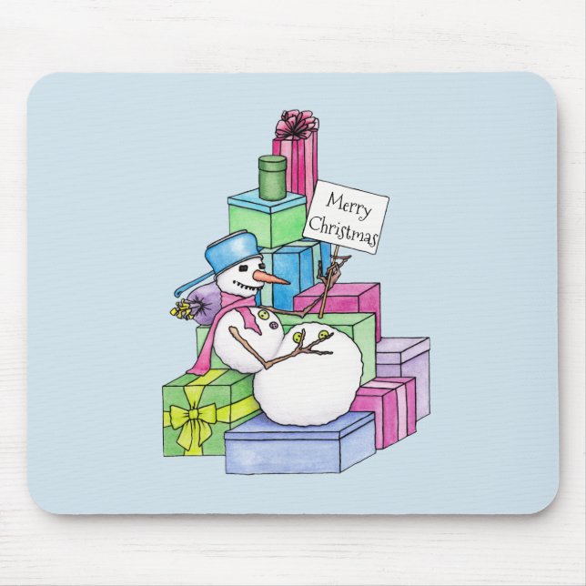 Mousepad Snowman a arrefecer em presentes (Frente)