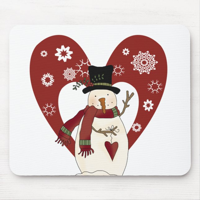 Mousepad Snowman ama t-shirts e presentes na neve (Frente)