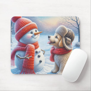 Mousepad Snowman Com Puppy