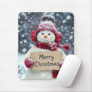 Mousepad Snowman com um Sinal de Natal Feliz