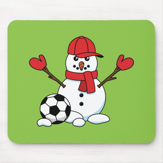 Mousepad Snowman engraçado com bola de futebol (Frente)