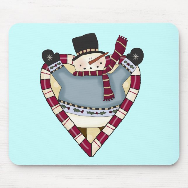 Mousepad Snowman Love T-shirts e presentes (Frente)
