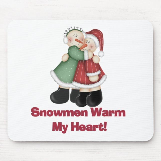 Mousepad Snowmen Aquece Minhas camisetas e presentes (Frente)