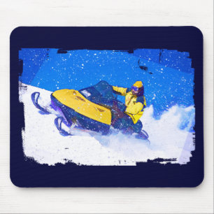 Mousepad Snowmobile amarelo no blizzard