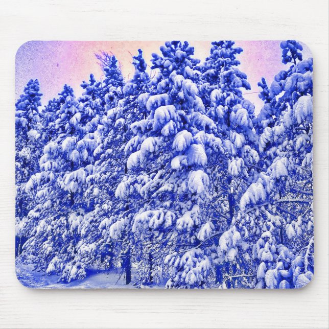 Mousepad Snowscape azul, coníferas, CO (Frente)