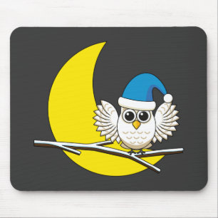 Mousepad Snowy Owl em Nova Lua Noite de inverno