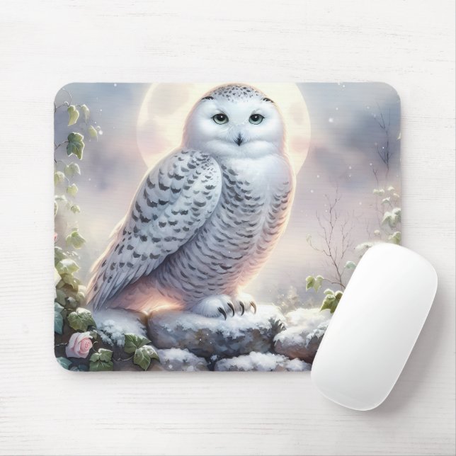 Mousepad Snowy Owl no Jardim de inverno da Lua (Com mouse)