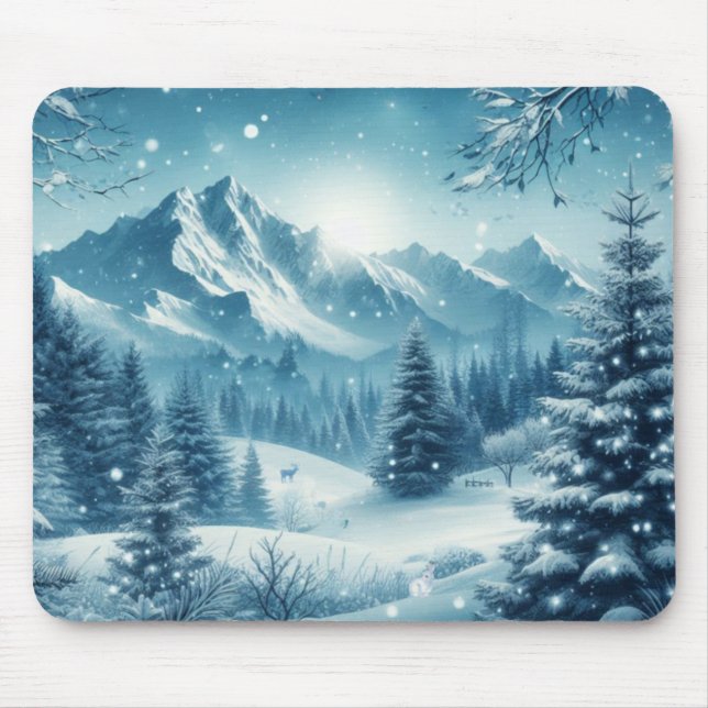 Mousepad Snowy Winter Mountain (Frente)
