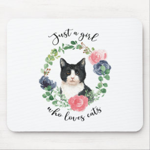 Mousepad Só uma garota que ama o azul de gatos