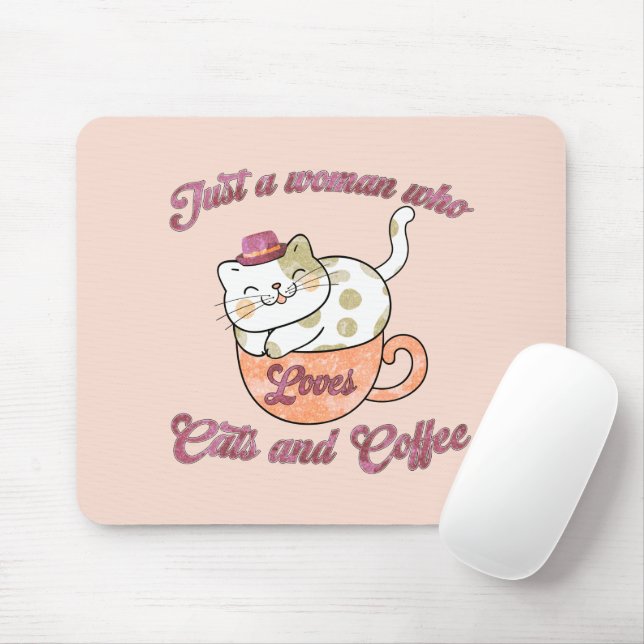 Mousepad Só uma mulher que ama gatos e café (Com mouse)