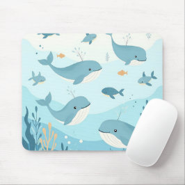 Mousepad Sob o Mar de Baleias e Crianças de Peixes