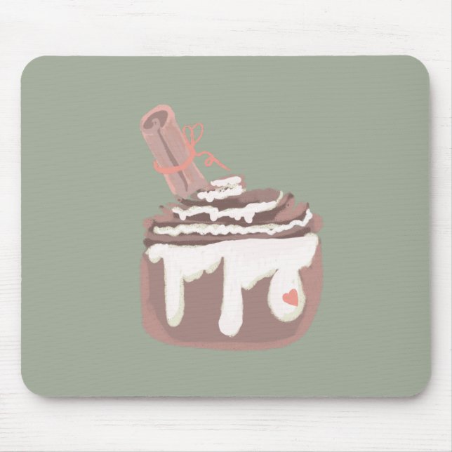 Mousepad Sobremesa de Pão de Canela Desenho à Mão (Frente)