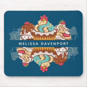 Mousepad Sobremesa retro do doce dos cupcakes do estilo