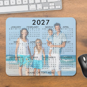Mousepad Sobreposição de Foto de Calendário 2027 Personaliz