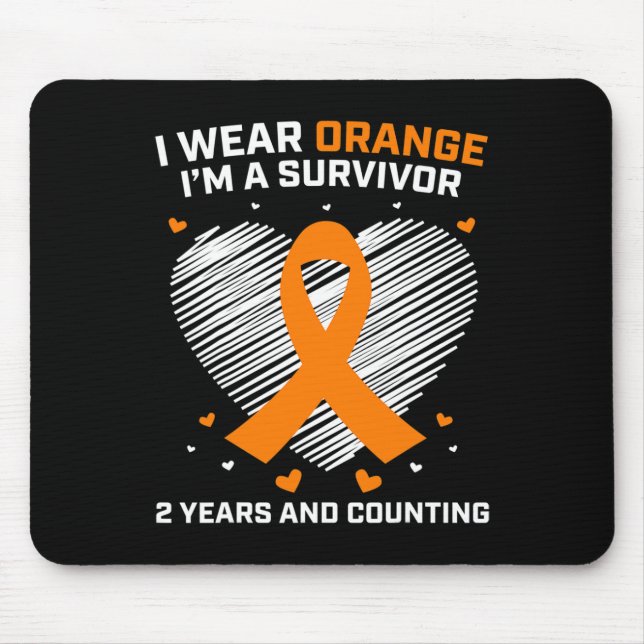 Mousepad Sobrevivência da Leucemia Laranja Presente 2 Anos  (Frente)