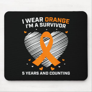 Mousepad Sobrevivência da Leucemia Laranja Presente 5 Anos