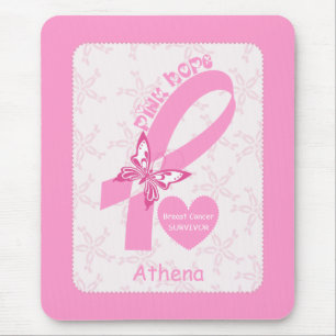 Mousepad Sobrevivente cor-de-rosa do cancro da mama da fita