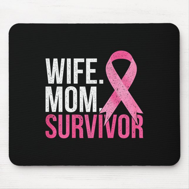 Mousepad Sobrevivente de câncer Mãe Esposa Presente Cancer  (Frente)