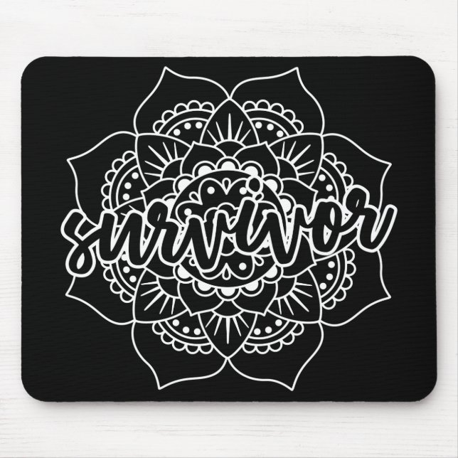 Mousepad Sobrevivente de câncer Mandala em branco (Frente)